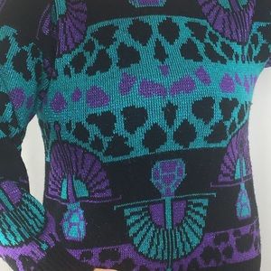 Vintage 80s sweater aqua purple metallic nostalgia